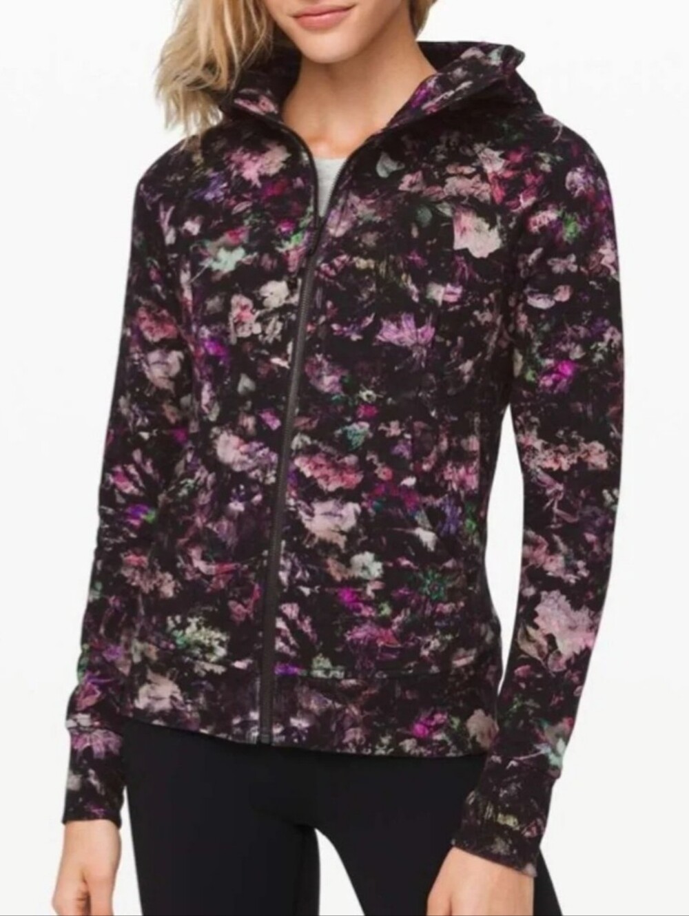 Lululemon Floral Scuba Hoodie 6 Full Zip Jacket Long Sleeve
